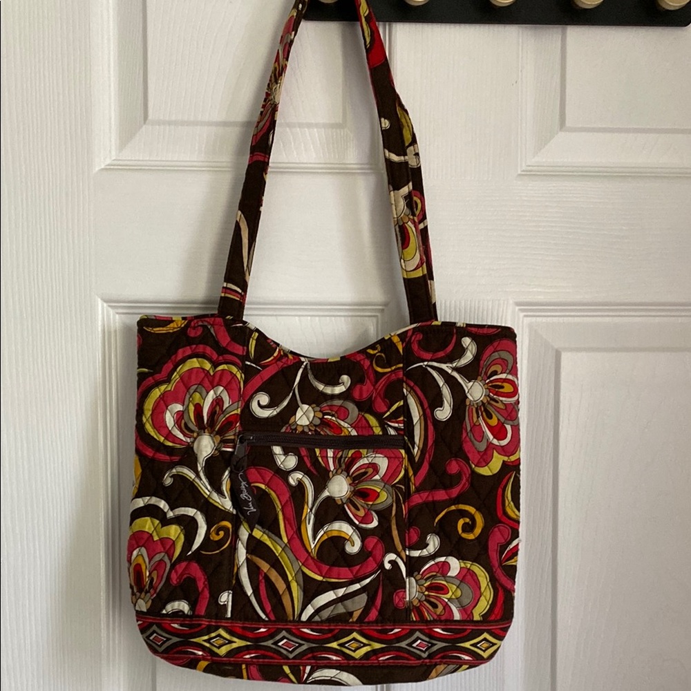 Vera Bradley Pink and Brown Tote Bag with Floral Design